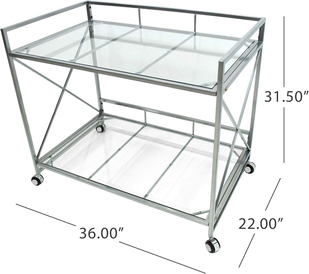 Industrial Modern Iron and Glass Bar Cart K758557