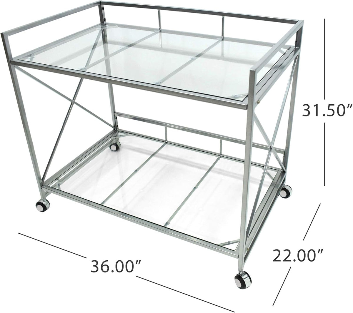 Industrial Modern Iron and Glass Bar Cart K758557