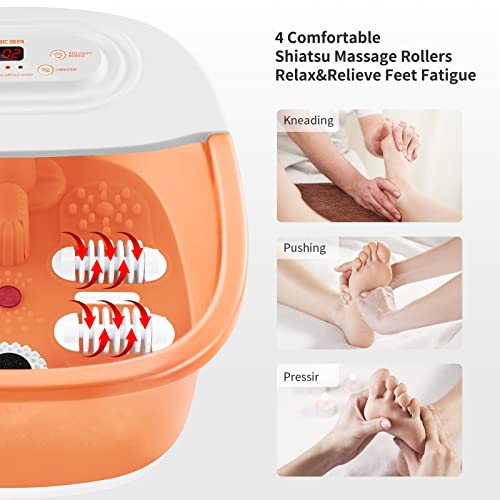 Foot Spa Bath Massager with Heat Bubbles Vibration and Red Light J14507