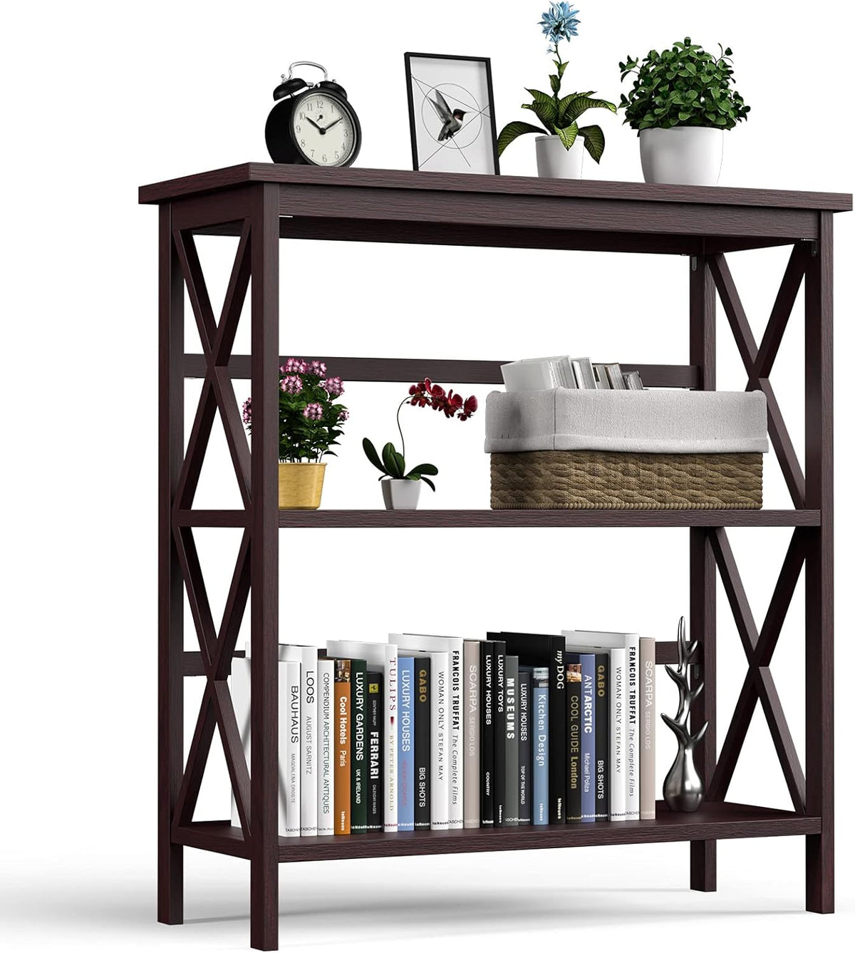 White 3-Tier Wooden Bookshelf J702125