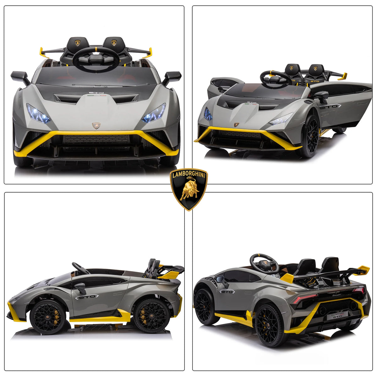 Licensed Lamborghini STO 24V 2-Seater Ride on Car with Remote Control, Grey I790532