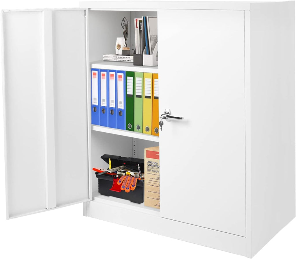 Locking Metal Cabinet with 2 Doors, 4 Adjustable Shelves, Black K724967