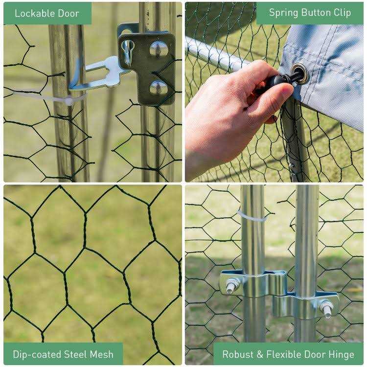 Large Metal Chicken Coop with Waterproof Cover D829