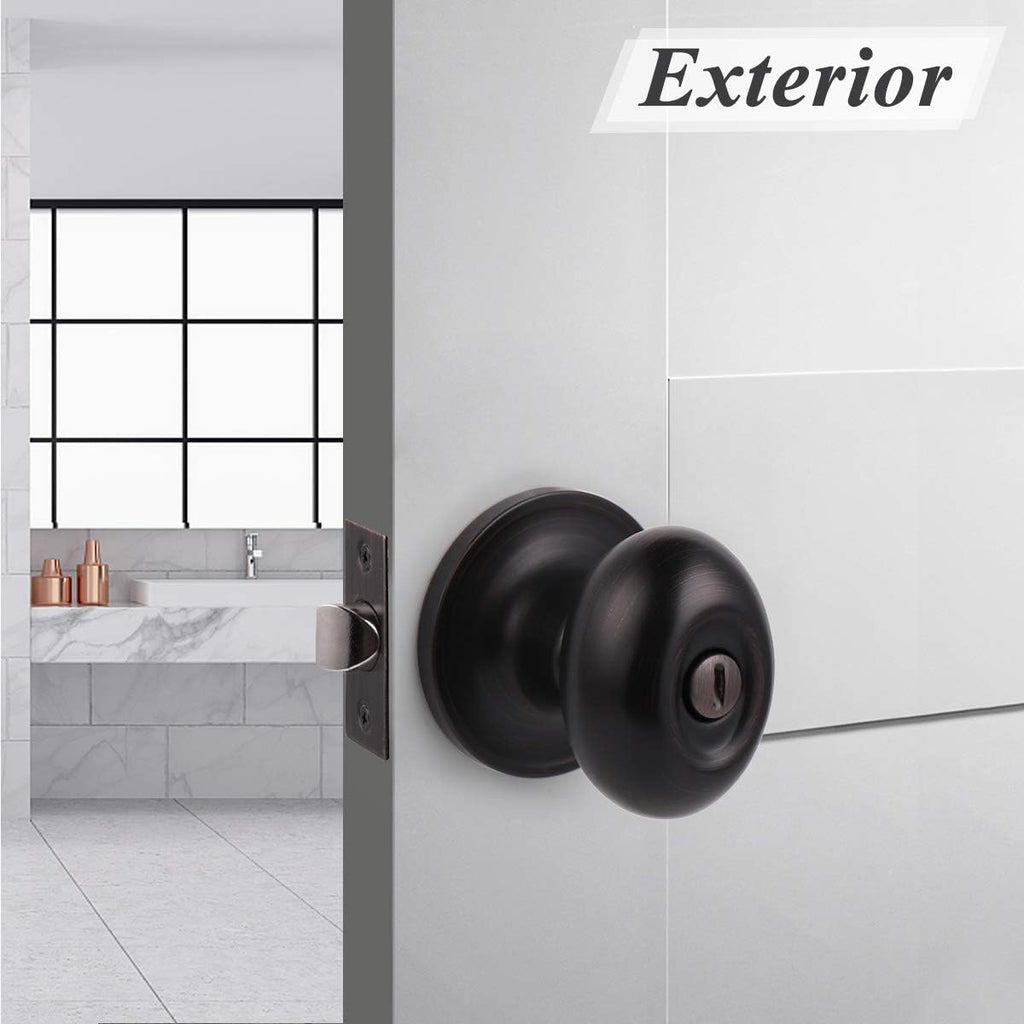 6 Packs Oil Rubbed Bronze Privacy Door Knobs with Lock X5497