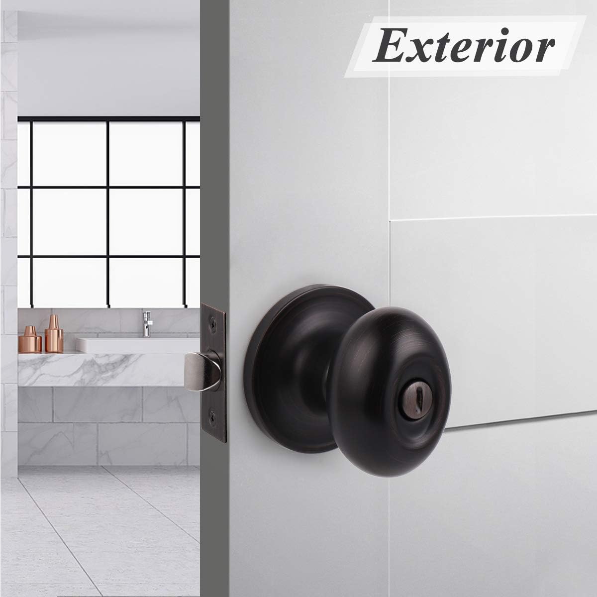 6 Packs Oil Rubbed Bronze Privacy Door Knobs with Lock X5497