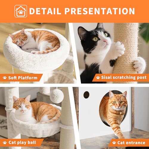 Rustic Brown Wooden Cat Furniture with Cat Tree Tower and Condo Y8204