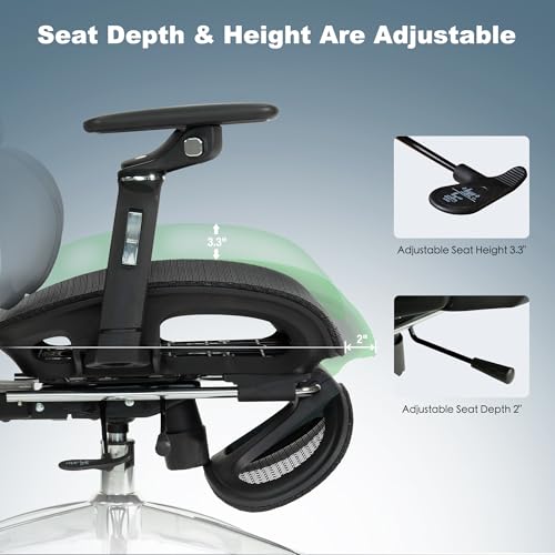 Black Ergonomic Mesh Office Chair with Footrest W263
