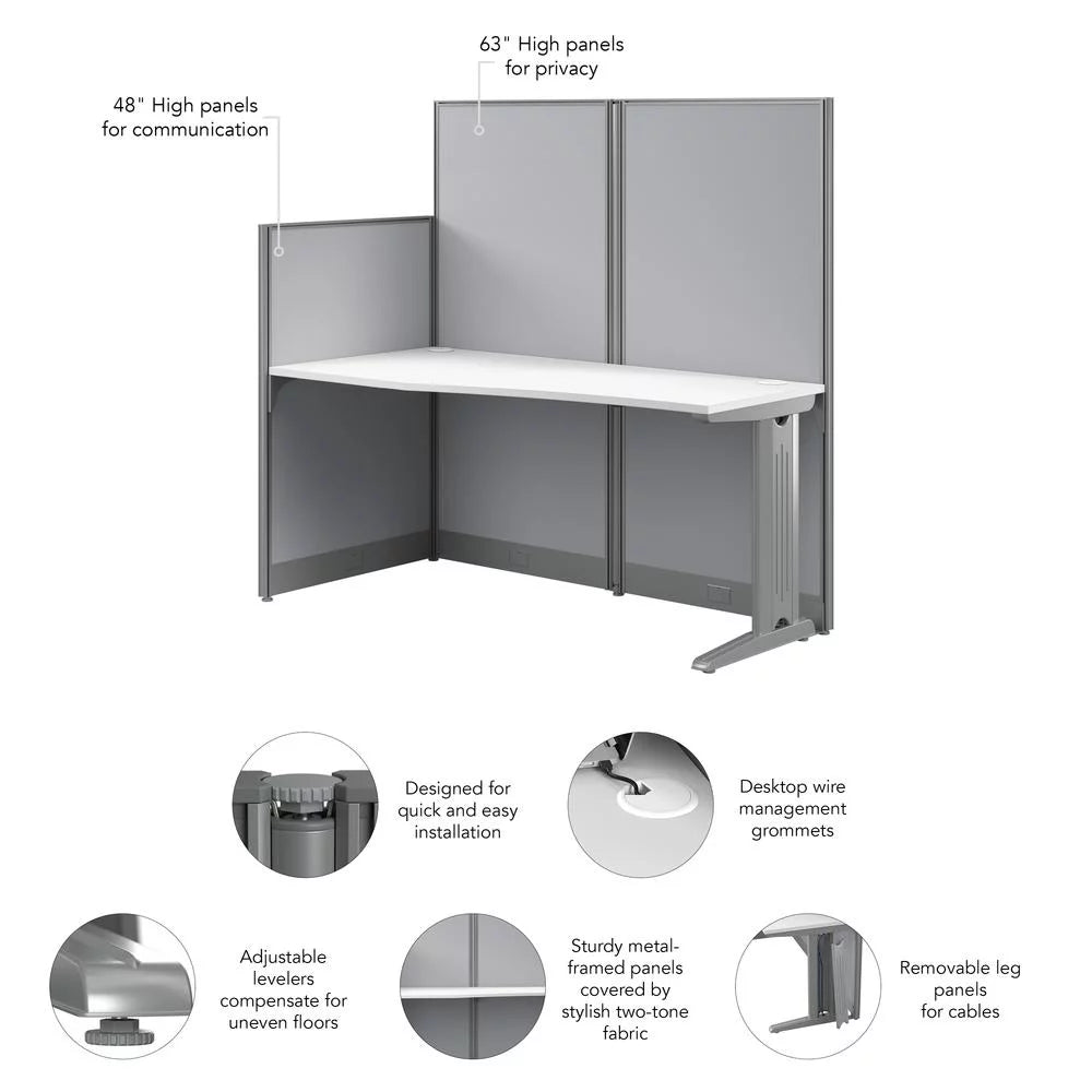Engineered Wood Straight Cubicle Desk in Pure White A43302