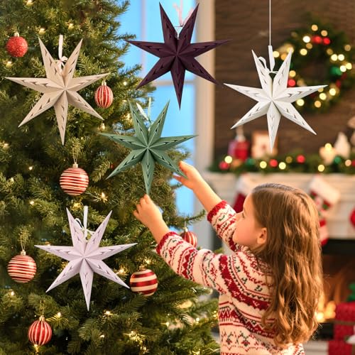 Flocked Paper Star Lantern 12 inch Foldable I738100