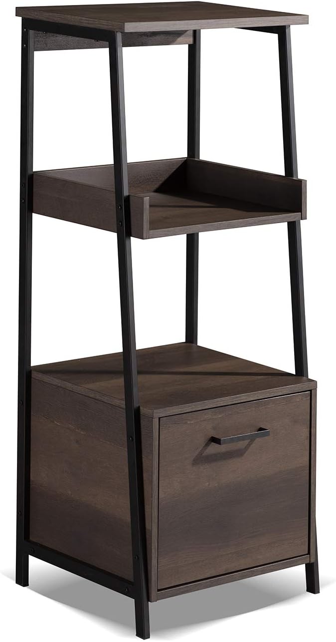 Smoky Oak Bookcase with Storage Shelf and Drawer J4279