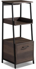 Smoky Oak Bookcase with Storage Shelf and Drawer J4279
