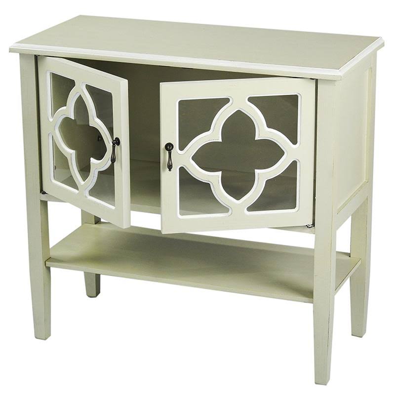 Antique White Wood Console Cabinet with 2 Doors and Shelf O700