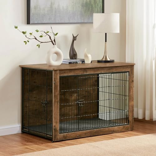Rustic Brown Wooden Dog Crate 27" L×20" W×23" H J906