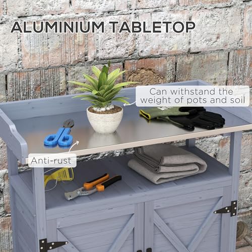 Wooden Potting Bench Table with Storage Cabinet X8305