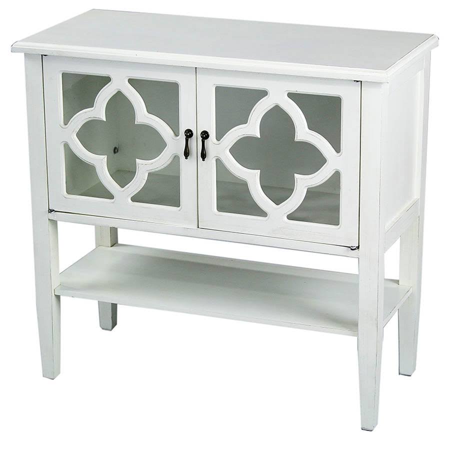 Antique White Wood Console Cabinet with 2 Doors and Shelf O700