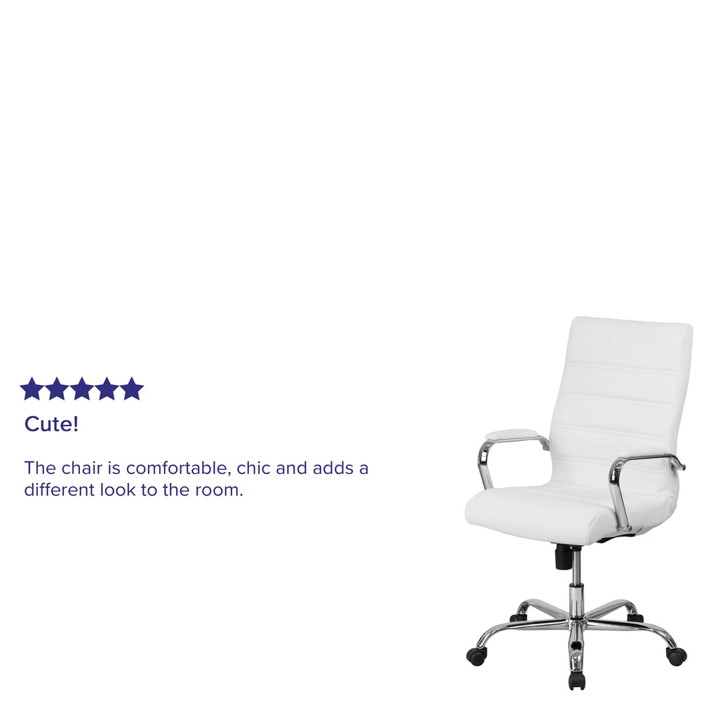 White High Back Executive Swivel Office Chair with Chrome Arms M760