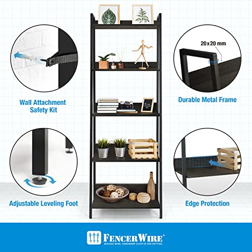 Black Wooden 5 Tier Ladder Bookshelf I136959