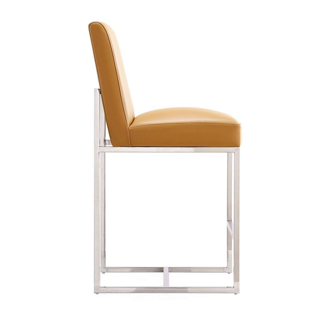 Camel Polished Chrome Stainless Steel Counter Height Bar Stool Set of 2 D672