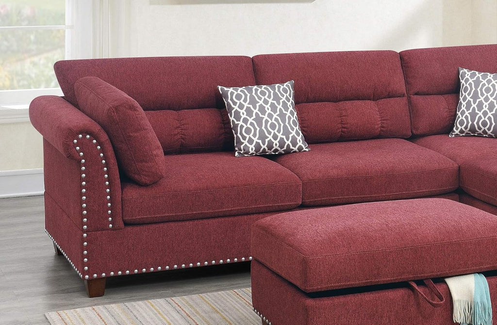 Red Velvet Sectional Sofa V462238