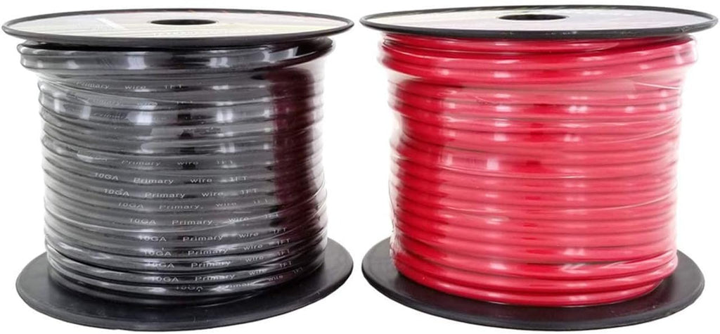 10 Gauge Stranded Copper Clad Aluminum Primary Wire, Red Black Blue Yellow 100 feet Roll H79117