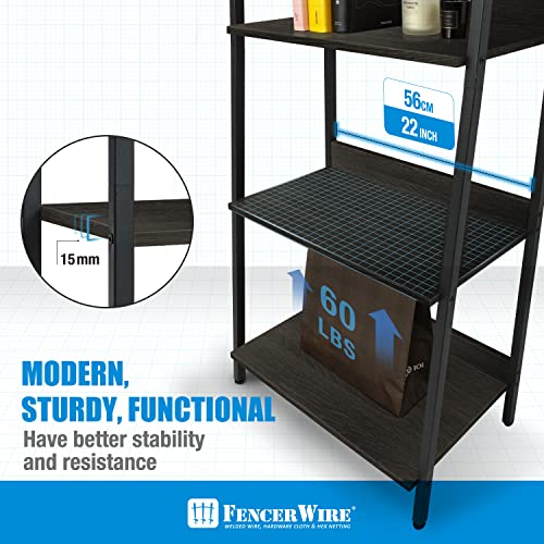Black Wooden 5 Tier Ladder Bookshelf I136959