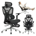 Black Ergonomic Mesh Office Chair with Footrest W263