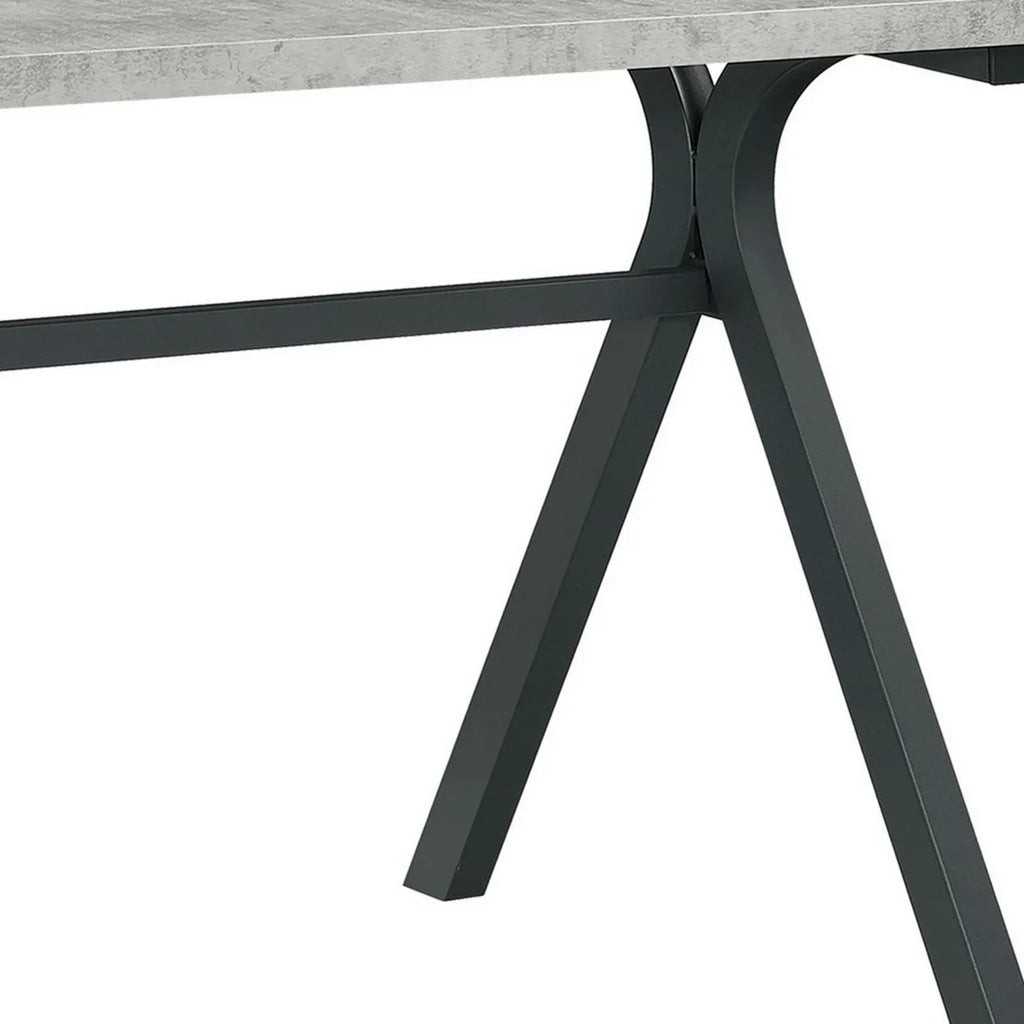 60 Inch Rectangular Writing Desk Light Gray Wood Top Dark Gray Metal F4000