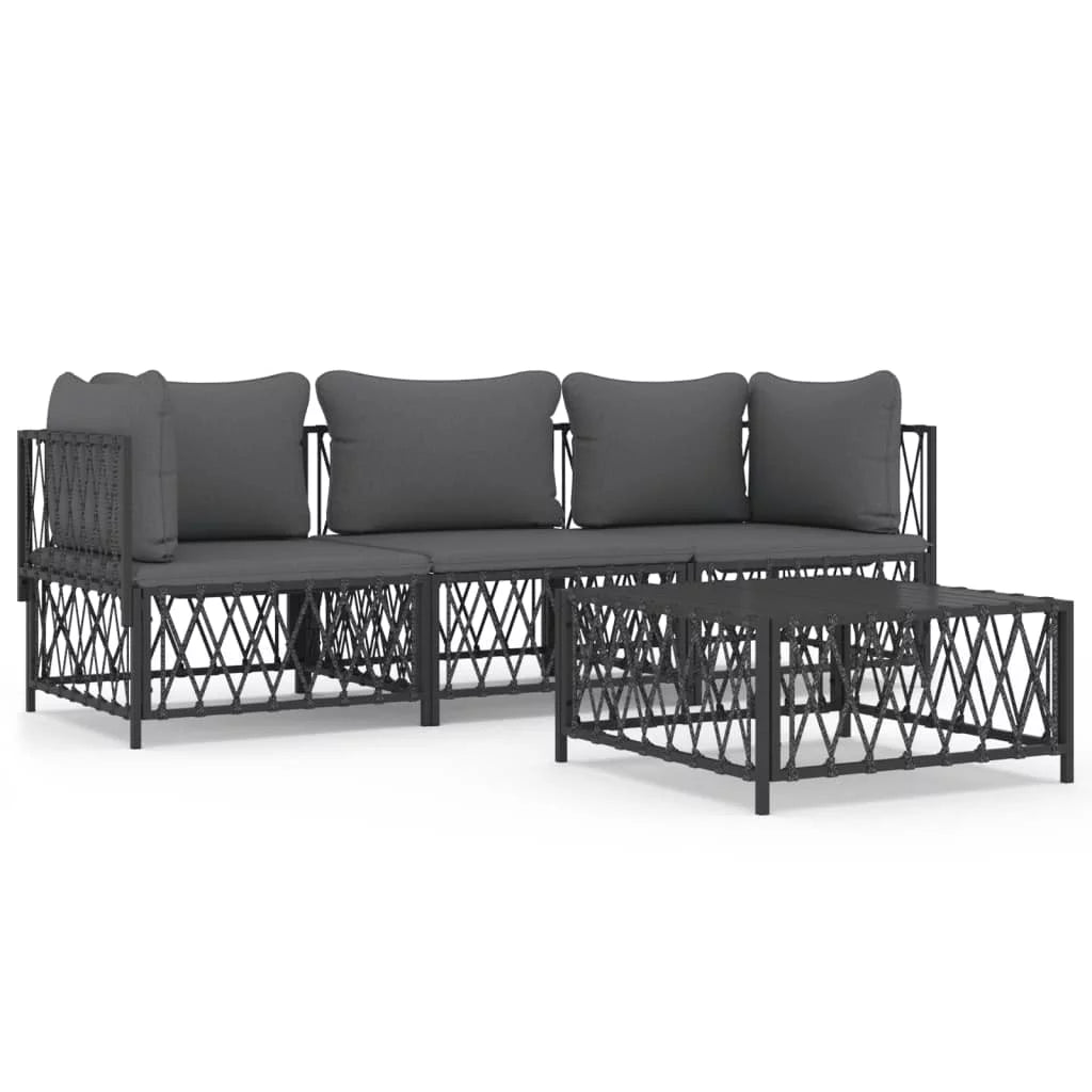 4 Piece Patio Set with Cushions Anthracite Steel G999608