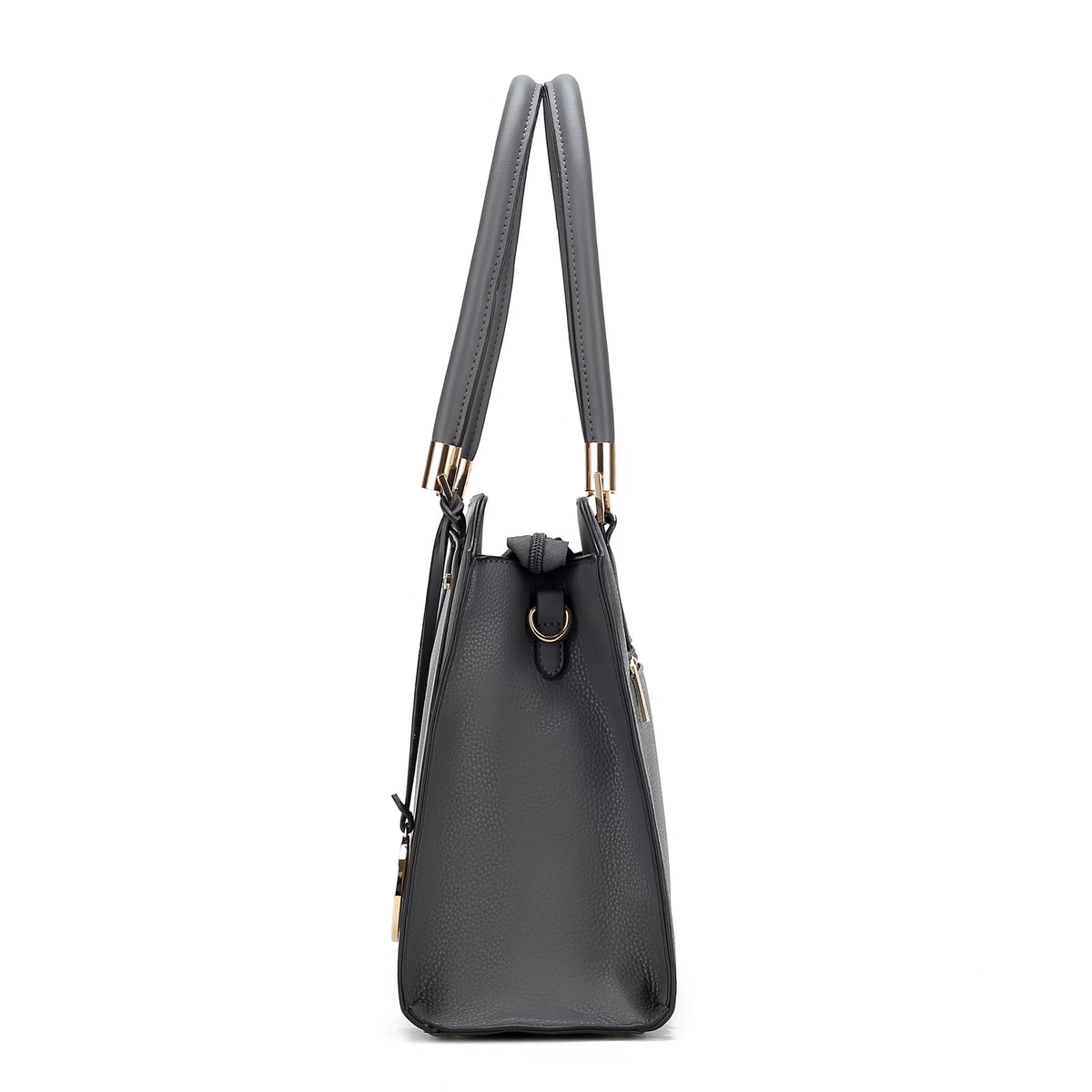 Pewter Vegan Leather Satchel Bag & Wristlet Wallet A9233
