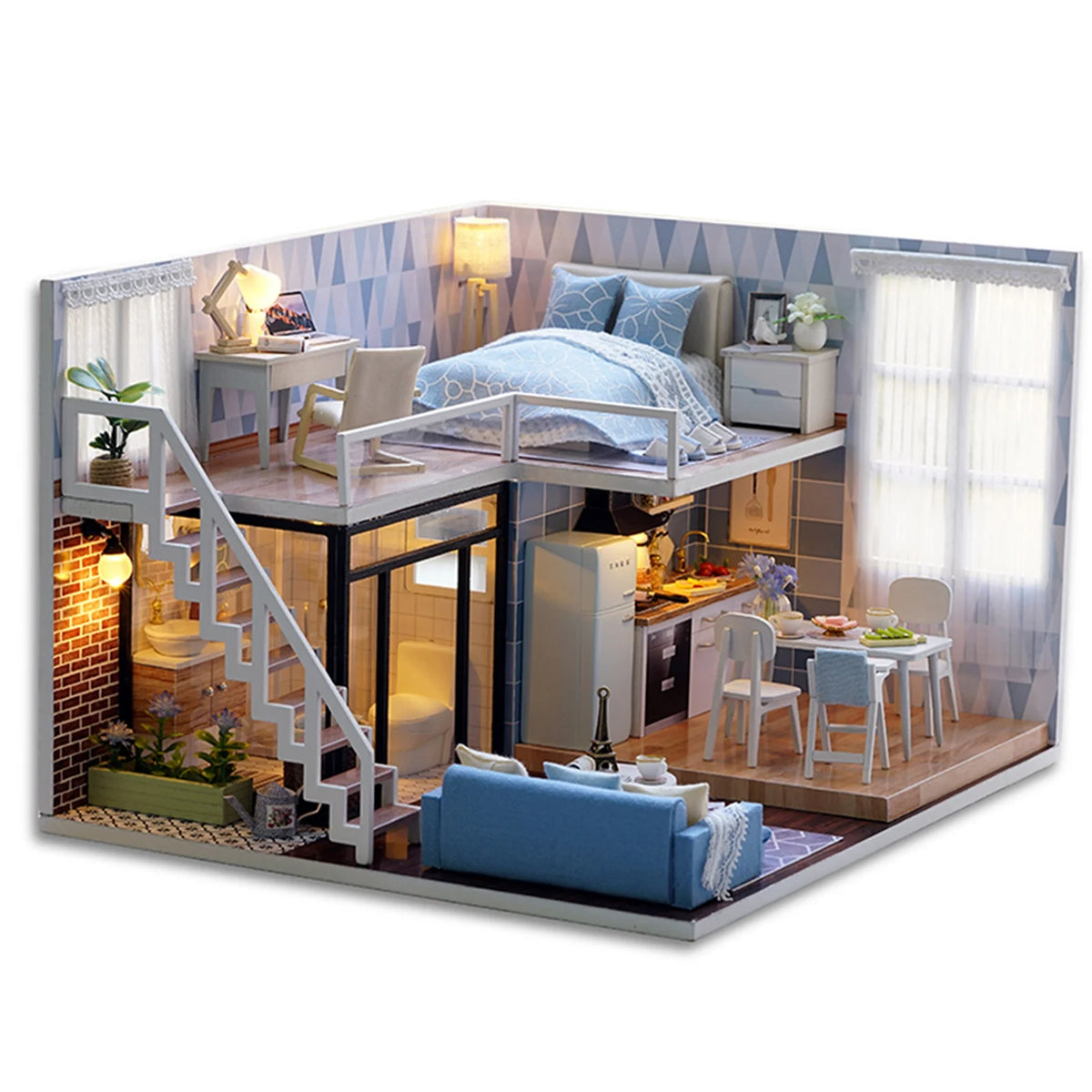 White Room Wooden DIY Dollhouse Furniture Kit O751153