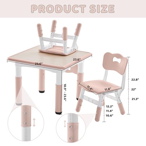 Height-Adjustable Kids Table and 2 Chairs Set with Graffiti Desktop Q3064