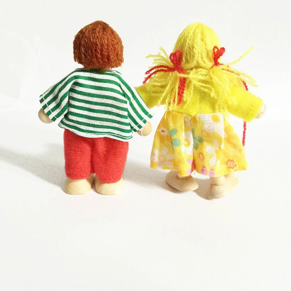 Wooden Dolls Playset Set of 4 People with Dog K444363