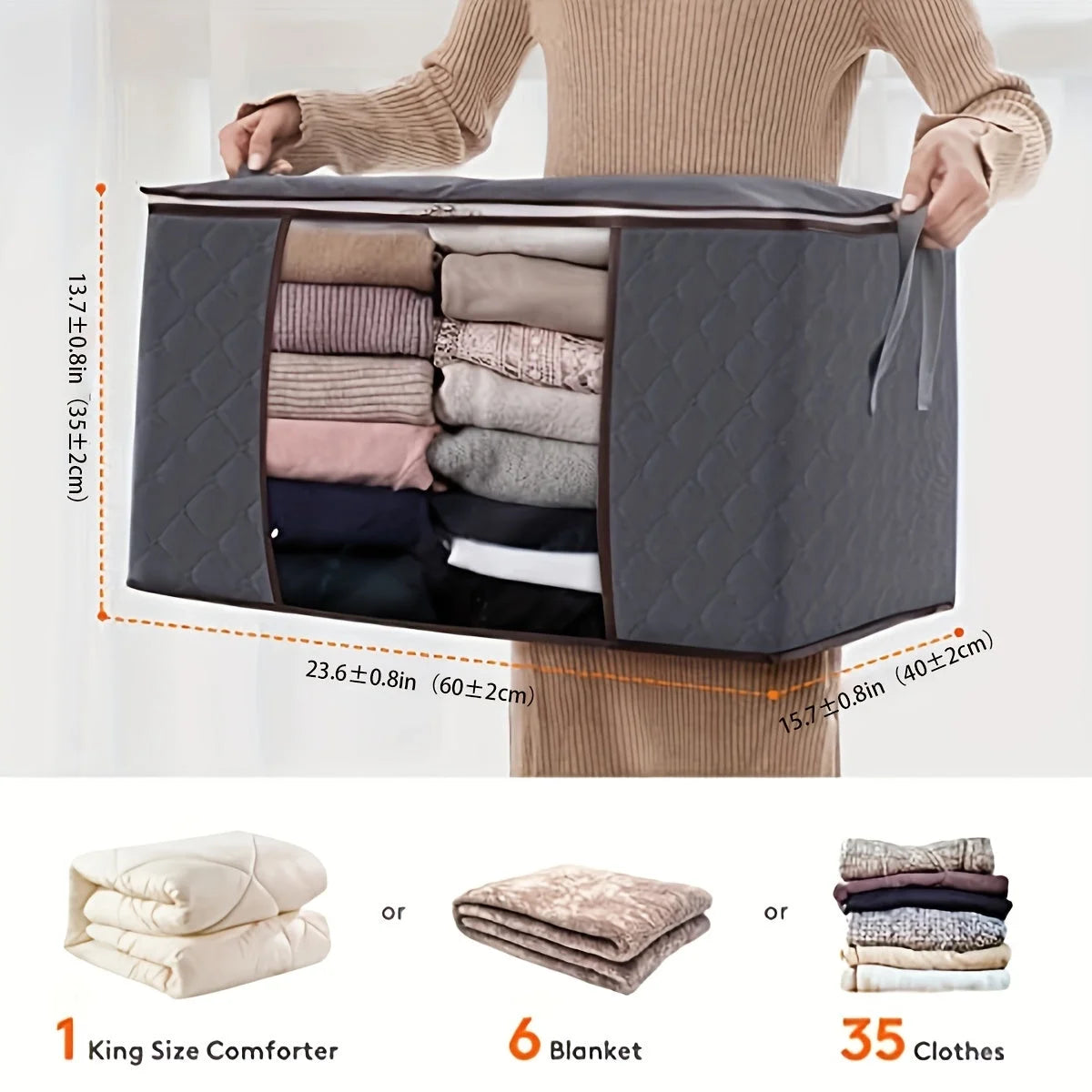 Grey 3 Pack Large Storage Bags with Reinforced Handles A343995