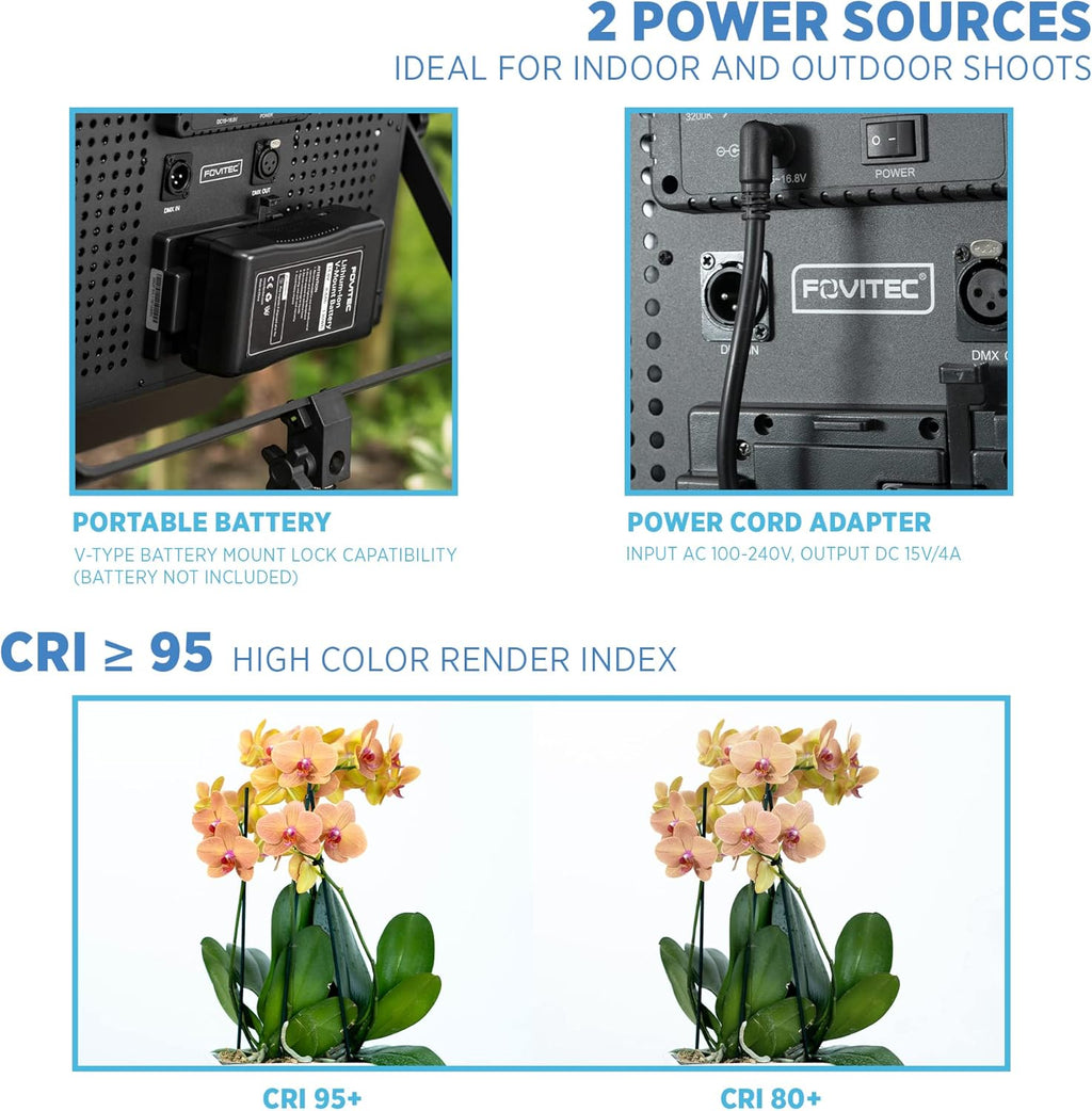 Portable 2-Light 600 LED Bi-Color Panel Kit with Cases & Stands H87252