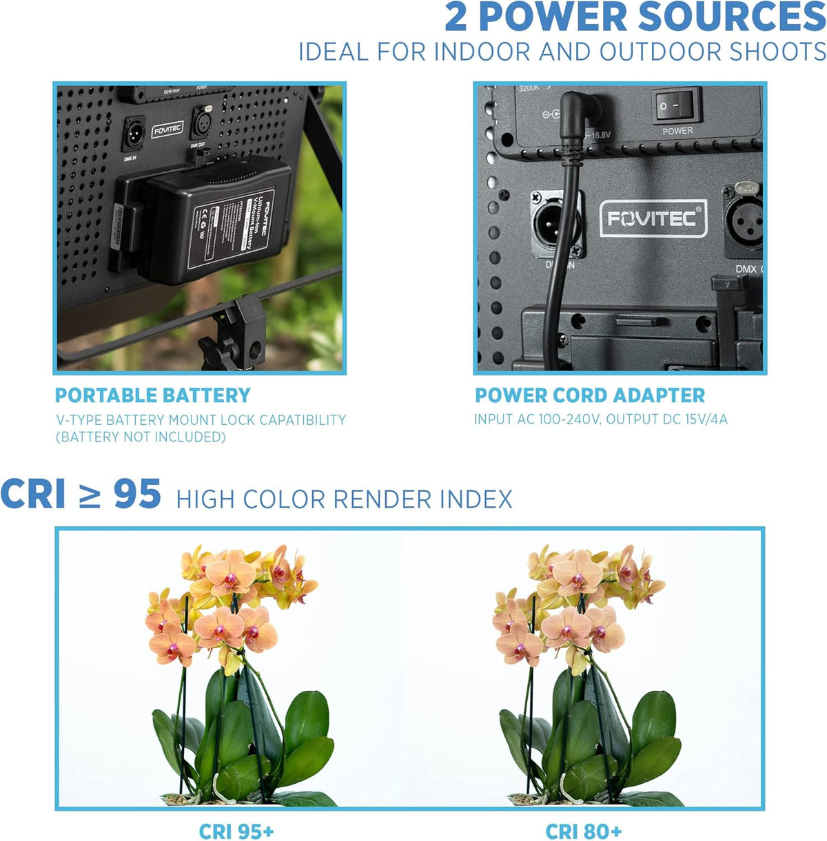 Portable 2-Light 600 LED Bi-Color Panel Kit with Cases & Stands H87252