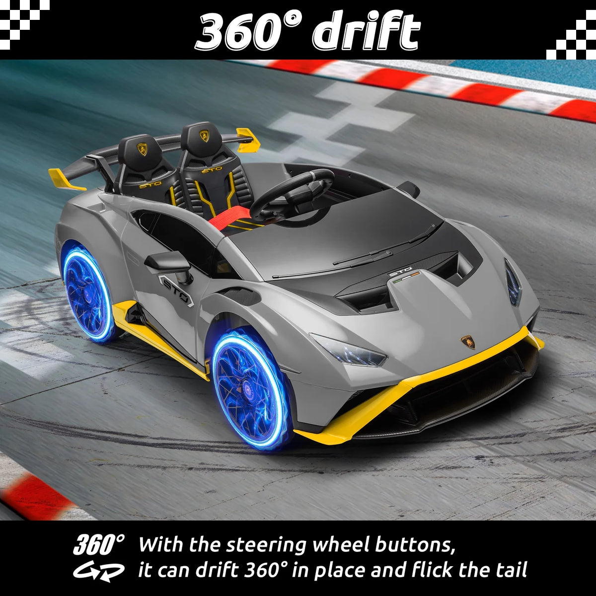 Licensed Lamborghini STO 24V 2-Seater Ride on Car with Remote Control, Grey I790532
