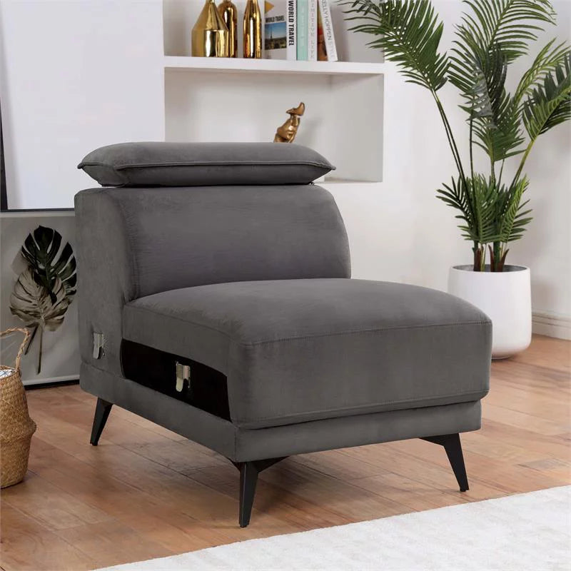 Dark Gray Fabric Sectional with Armless Chair Z66146