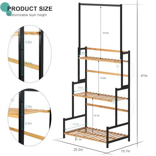 3 Tier Bamboo Foldable Plant Stand Shelf Rack J86471