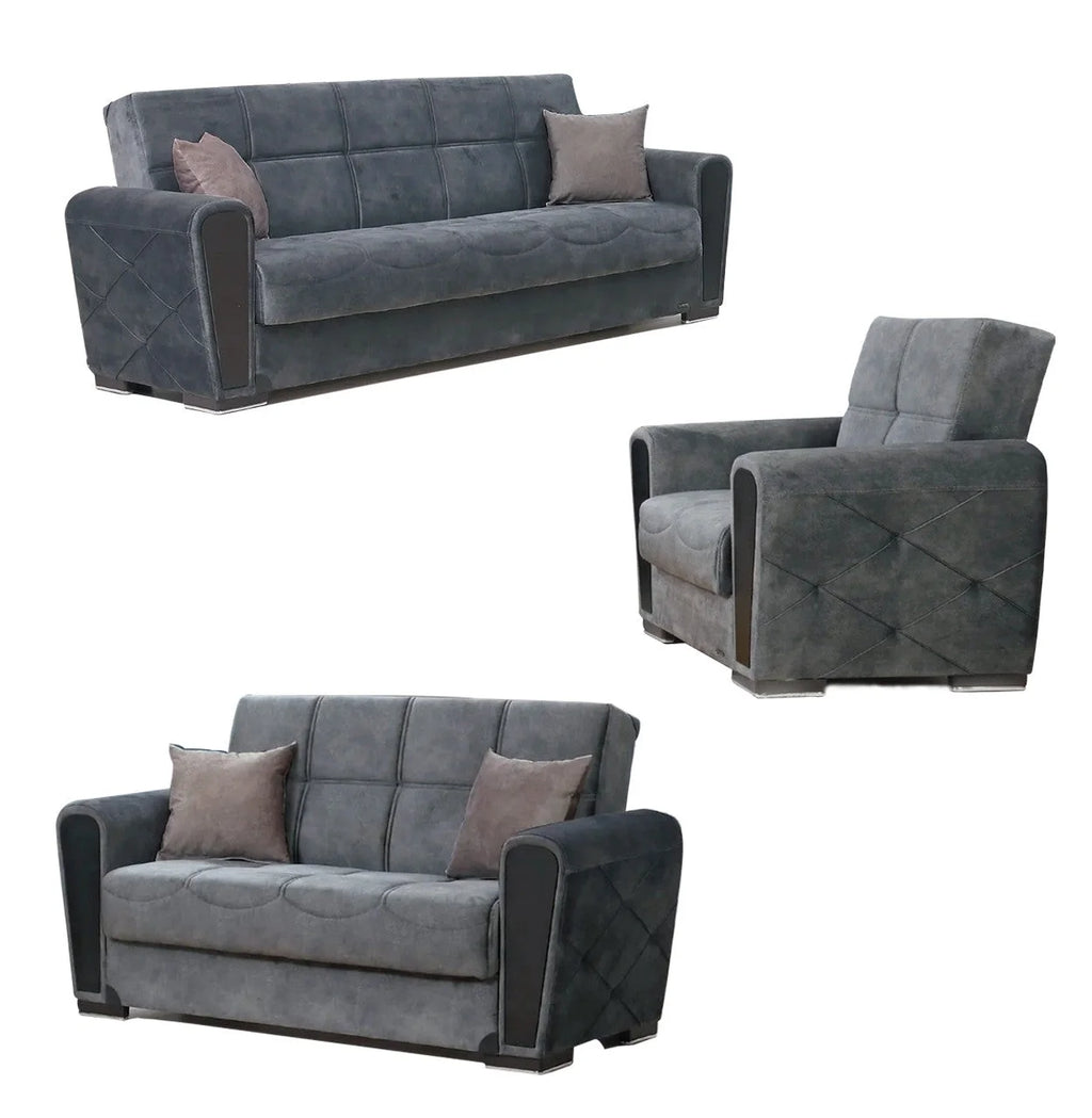 Gray Fabric Loveseat W237035