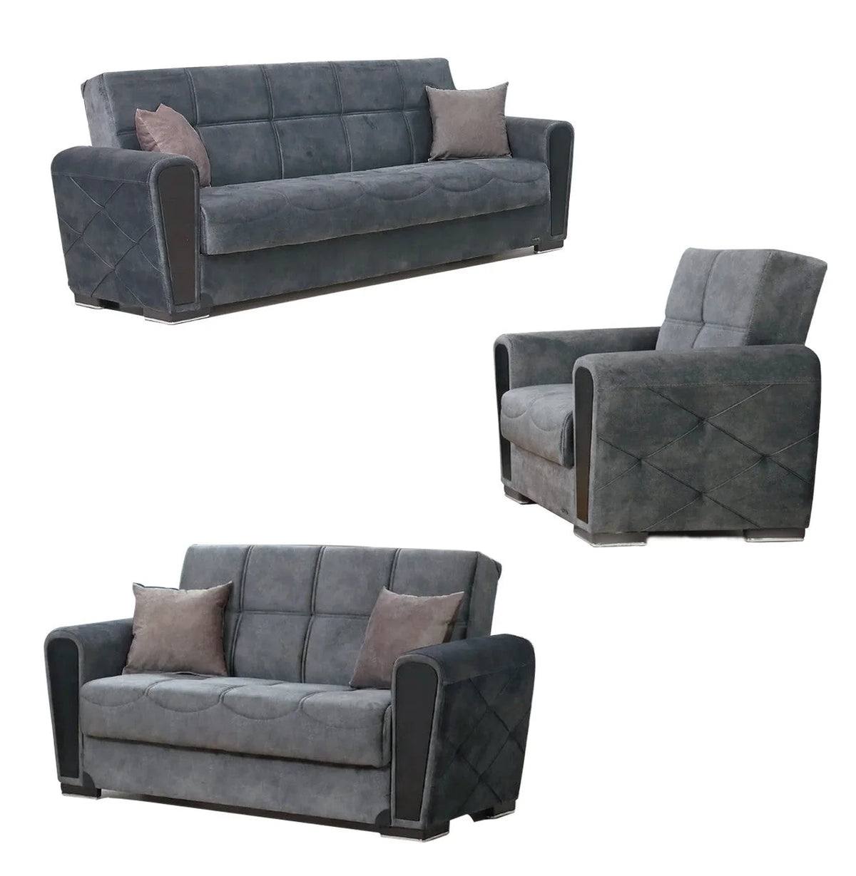 Gray Fabric Loveseat W237035