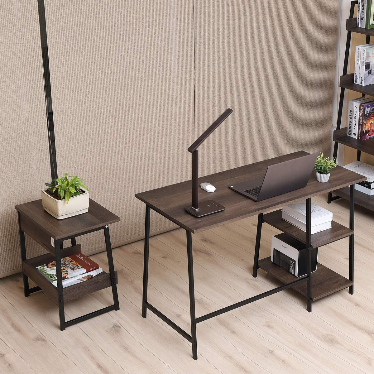 Smoky Oak Bookcase with Storage Shelf and Drawer J4279