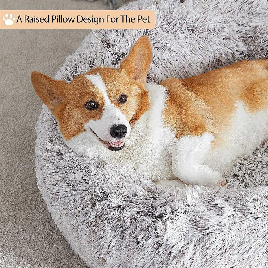 Small Dog Bed Donut Faux Fur Anti-Anxiety U352989