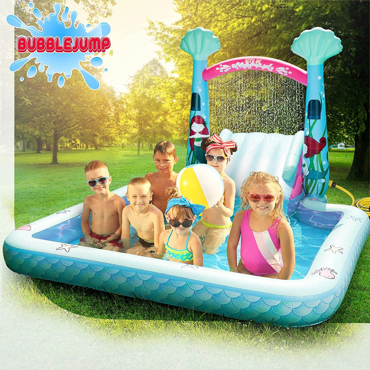 Water Slip and Slide for Kids Pool, Swimming Pool for Kids 3-10, Blow Up Baby Pool with Slide for Toddlers Age 1-3, Kiddie Pool M12006
