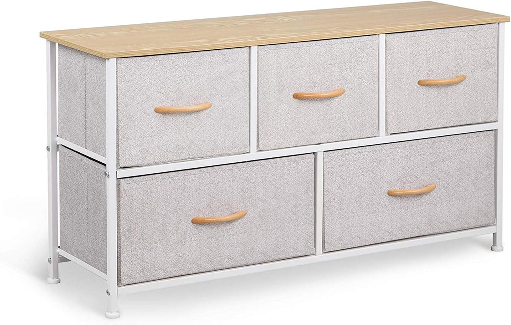 Black/Rustic Brown 5 Drawer Fabric Dresser J7196