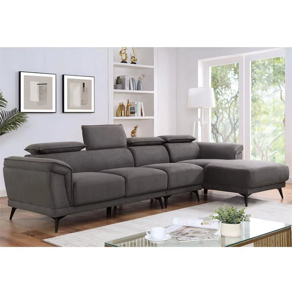 Dark Gray Fabric Sectional with Armless Chair Z66146