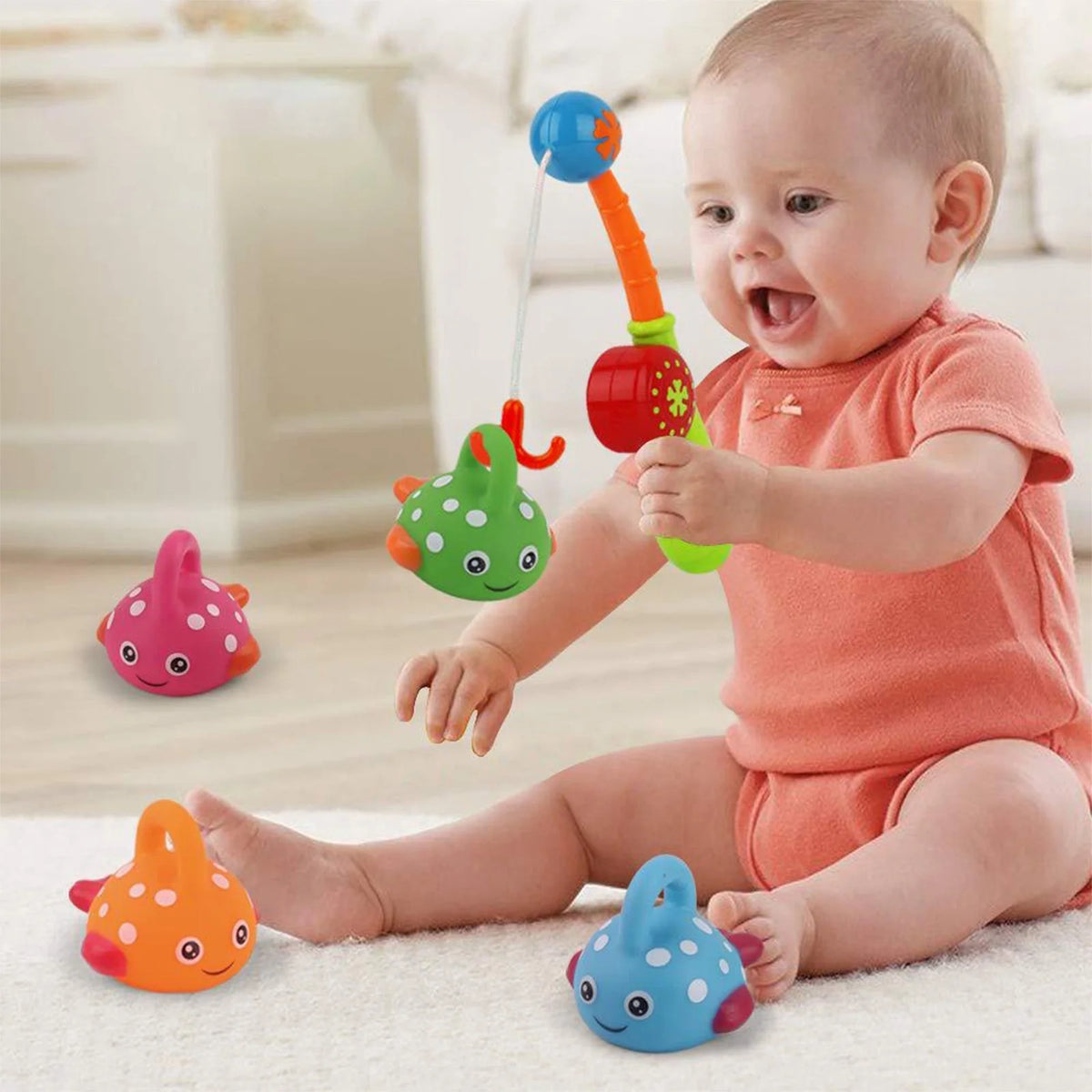 Bath Toys Fishing Games Swimming Whales Water Table Pool Bath Bathtub Tub Toy For Toddlers Baby Kids Infant Girls Boys Bathroom Fish Set Age 18months And Up K1782