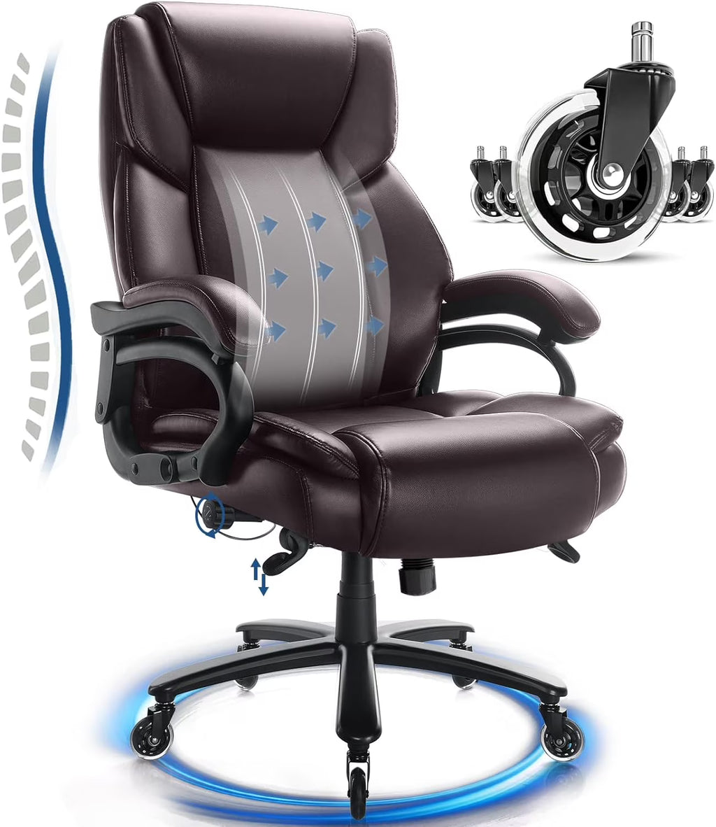 Heavy Duty Big and Tall Office Chair 500lbs High Back PU Leather Executive Desk Chair H992997