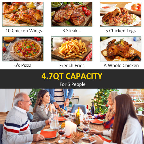 4.7Qt 4-in-1 Air Fryer with Digital Touchscreen and Nonstick Basket F718
