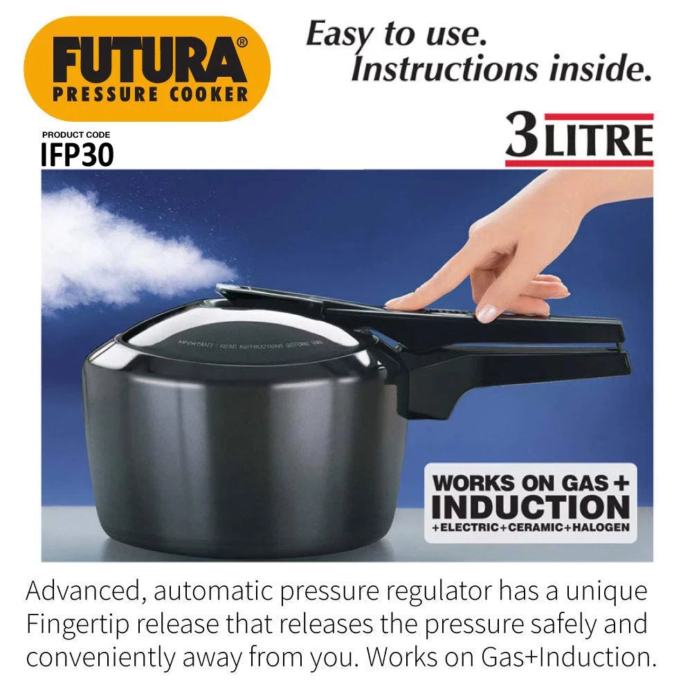 Hard Anodised Aluminium Induction Compatible 3 Litre Pressure Cooker D5468
