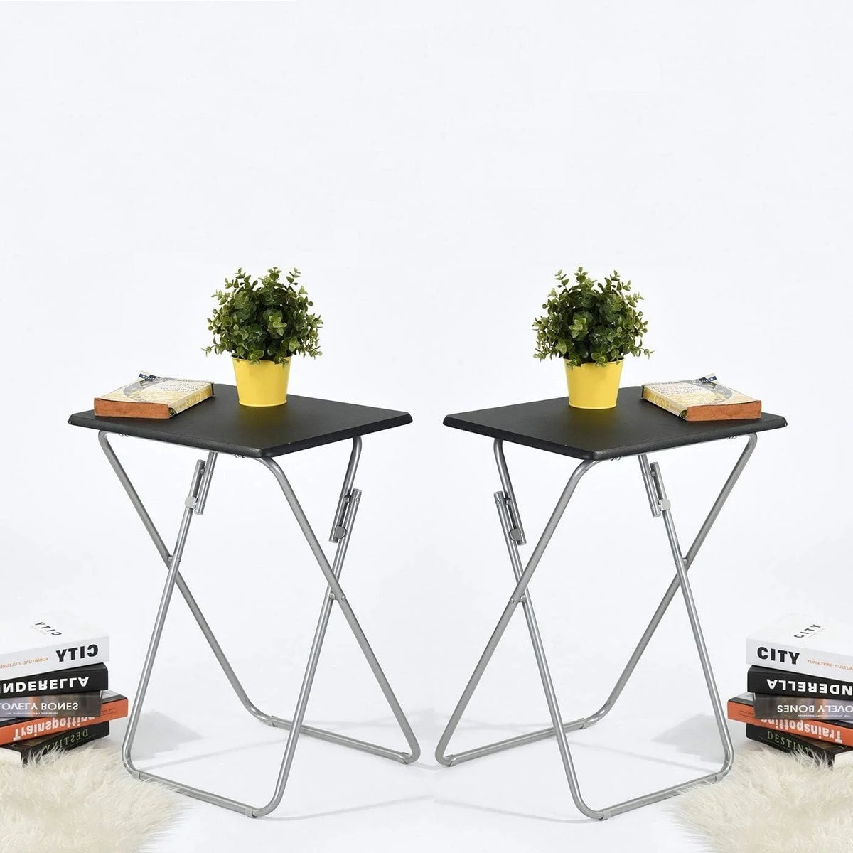 Set of 2 Folding Laptop Tables Black G6289
